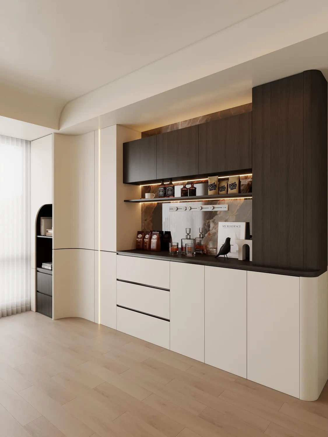 Cream Bar-Style Display Display & Sideboard Cabinets