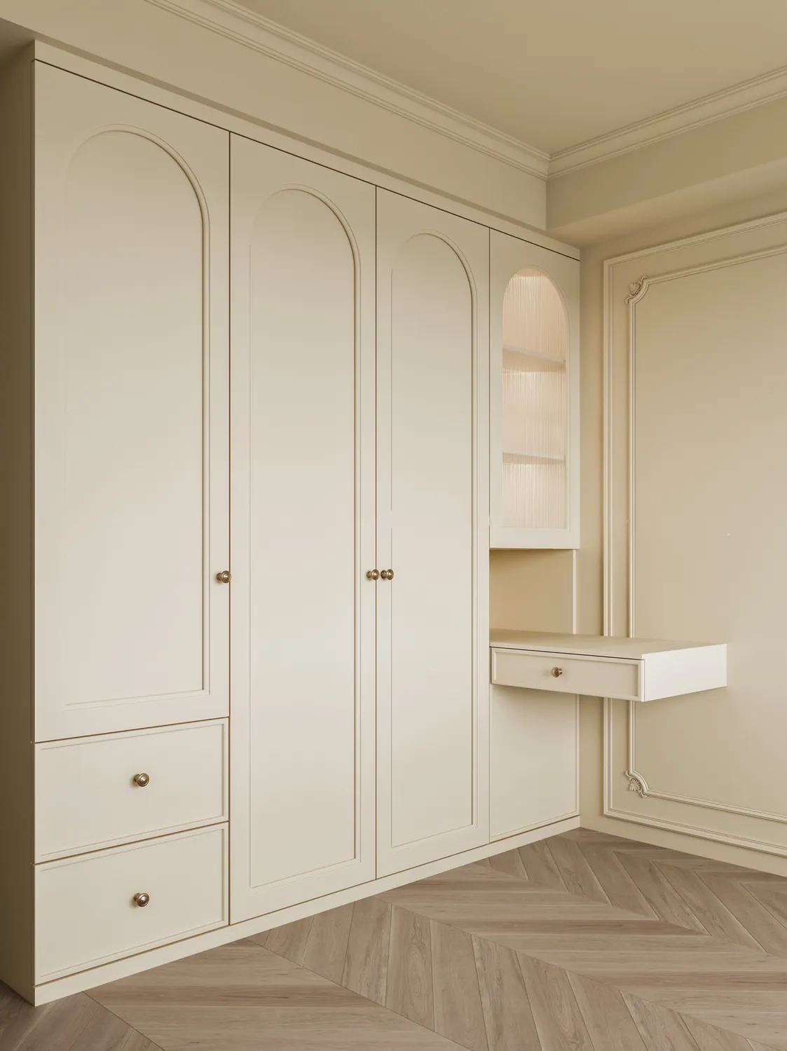 Cream Panelled Wardrobes - design view 2