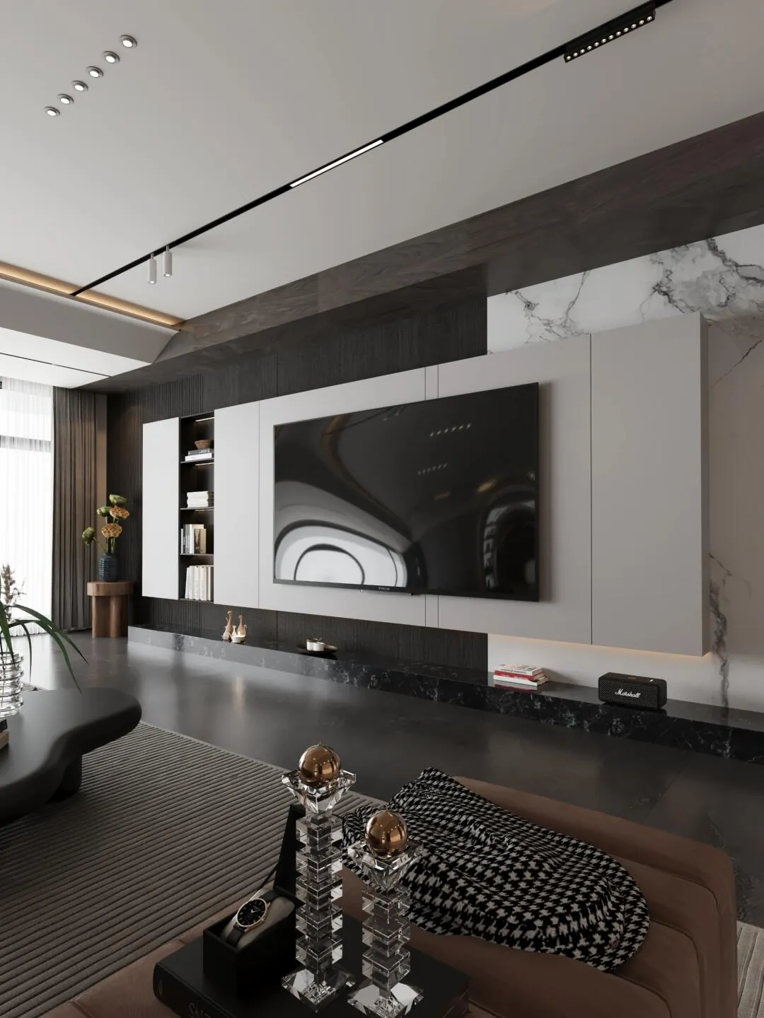 Monochrome Media Wall TV & Media Cabinets