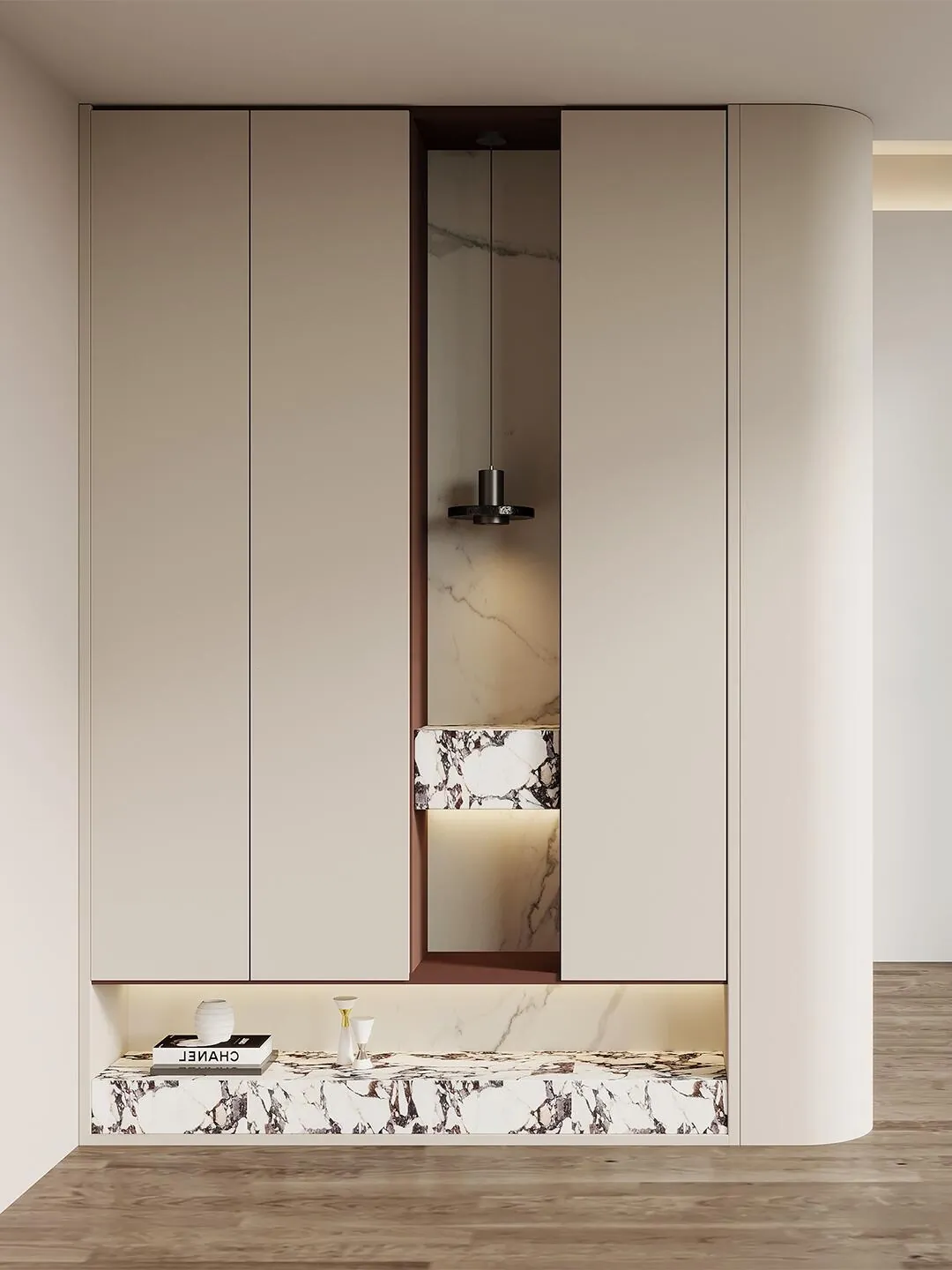 Cream Stone-Look Bench Shoe & Hallway Storage