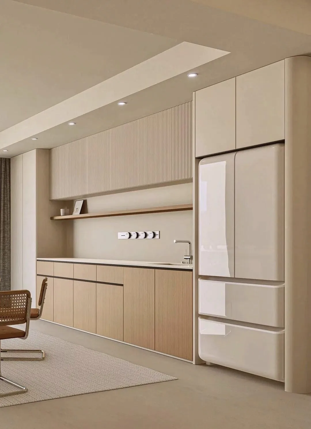 Light Woodgrain Wall Display & Sideboard Cabinets