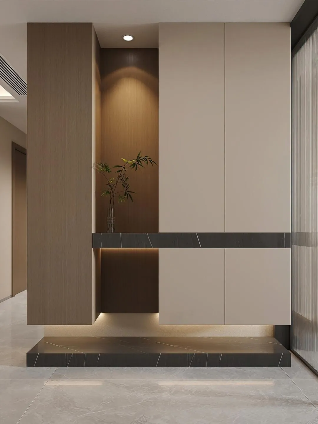 Two-Tone Corner Shoe & Hallway Storage