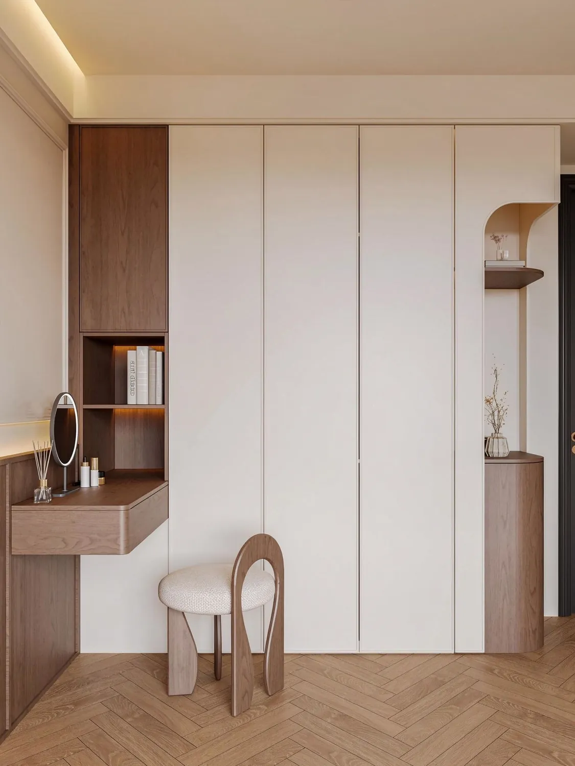 Woodgrain Recessed Wardrobes
