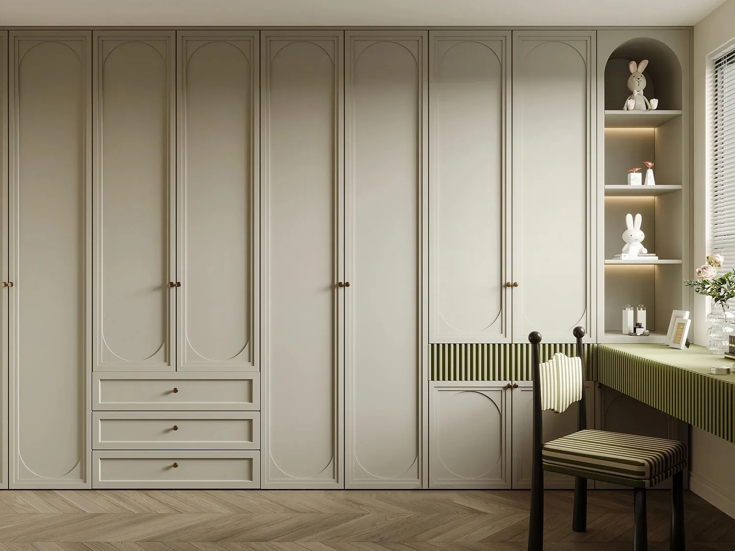 Cream Study Wall Wardrobes