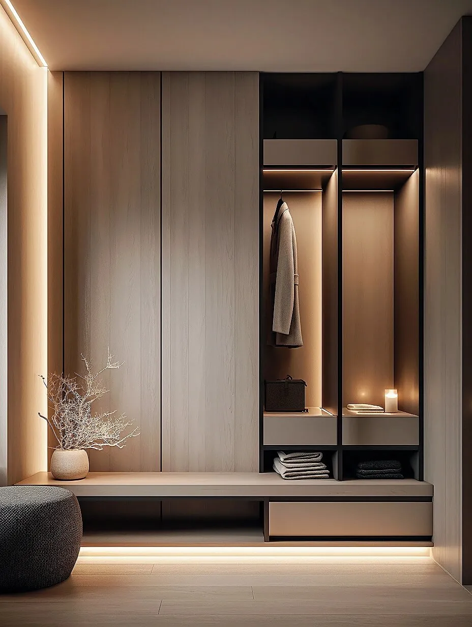 Warm Woodgrain Dressing Walk-in Closets