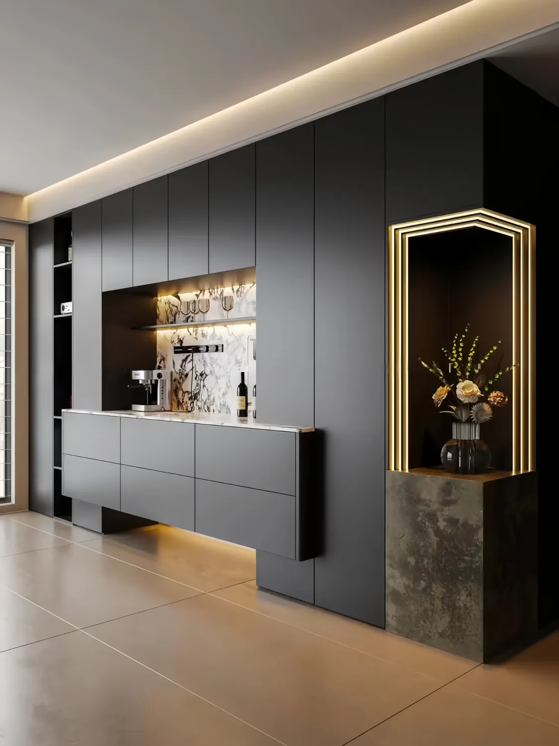 Grey and Stone-Look Display & Sideboard Cabinets