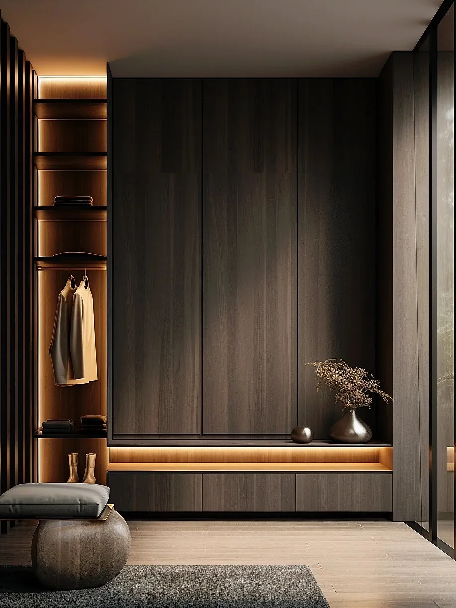Warm Woodgrain Dressing Walk-in Closets - design view 4