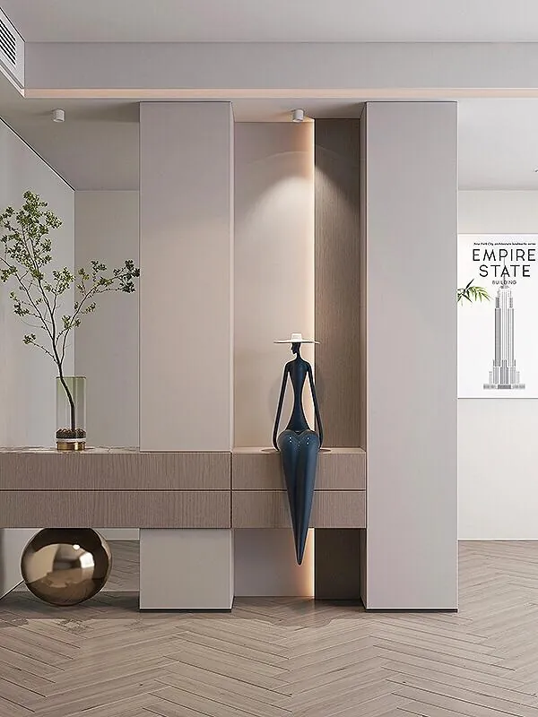 Neutral Display Niche Entryway Cabinets