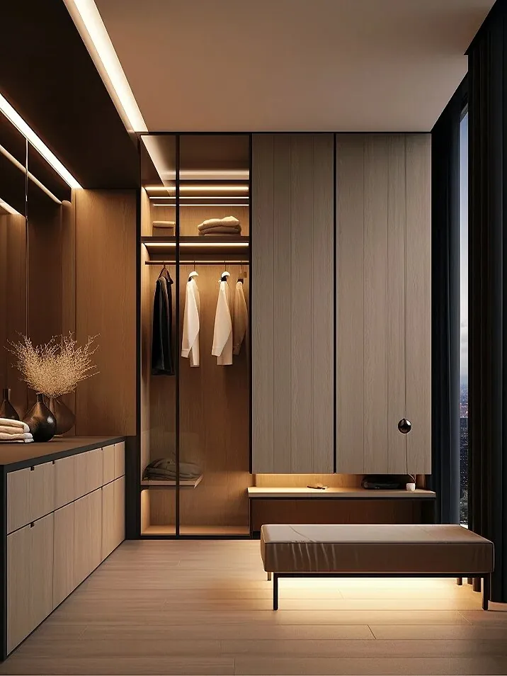 Dark Woodgrain Dressing Walk-in Closets - design view 3
