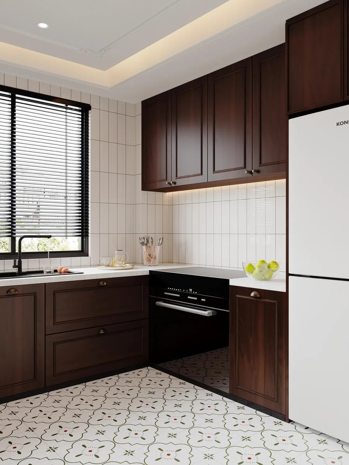 Classic Dark Woodgrain Kitchen Cabinets