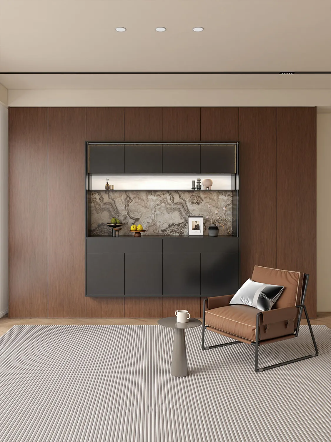 Woodgrain Wall Niche Display & Sideboard Cabinets