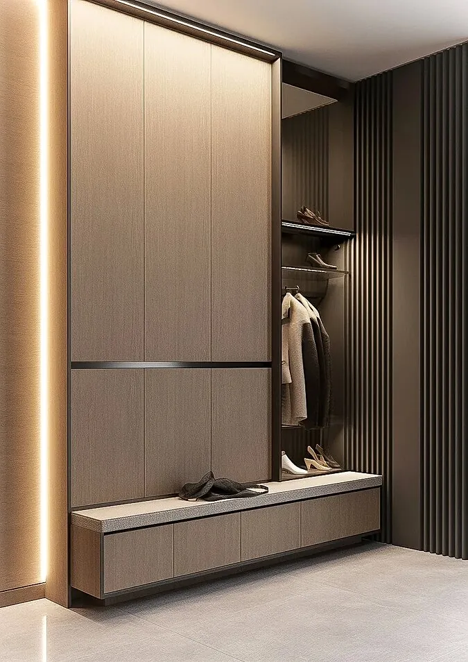 Tall Hanging and Bench Shoe & Hallway Storage