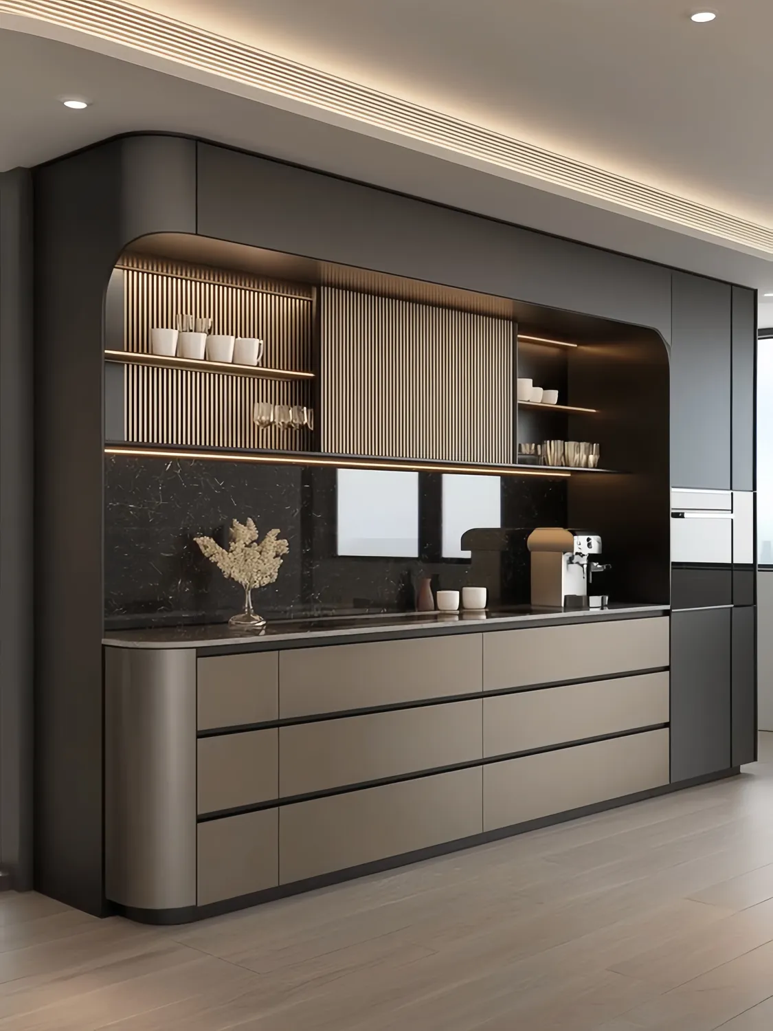 Warm Grey Display Display & Sideboard Cabinets