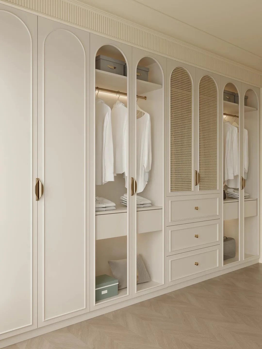 Cream Curved Wardrobes