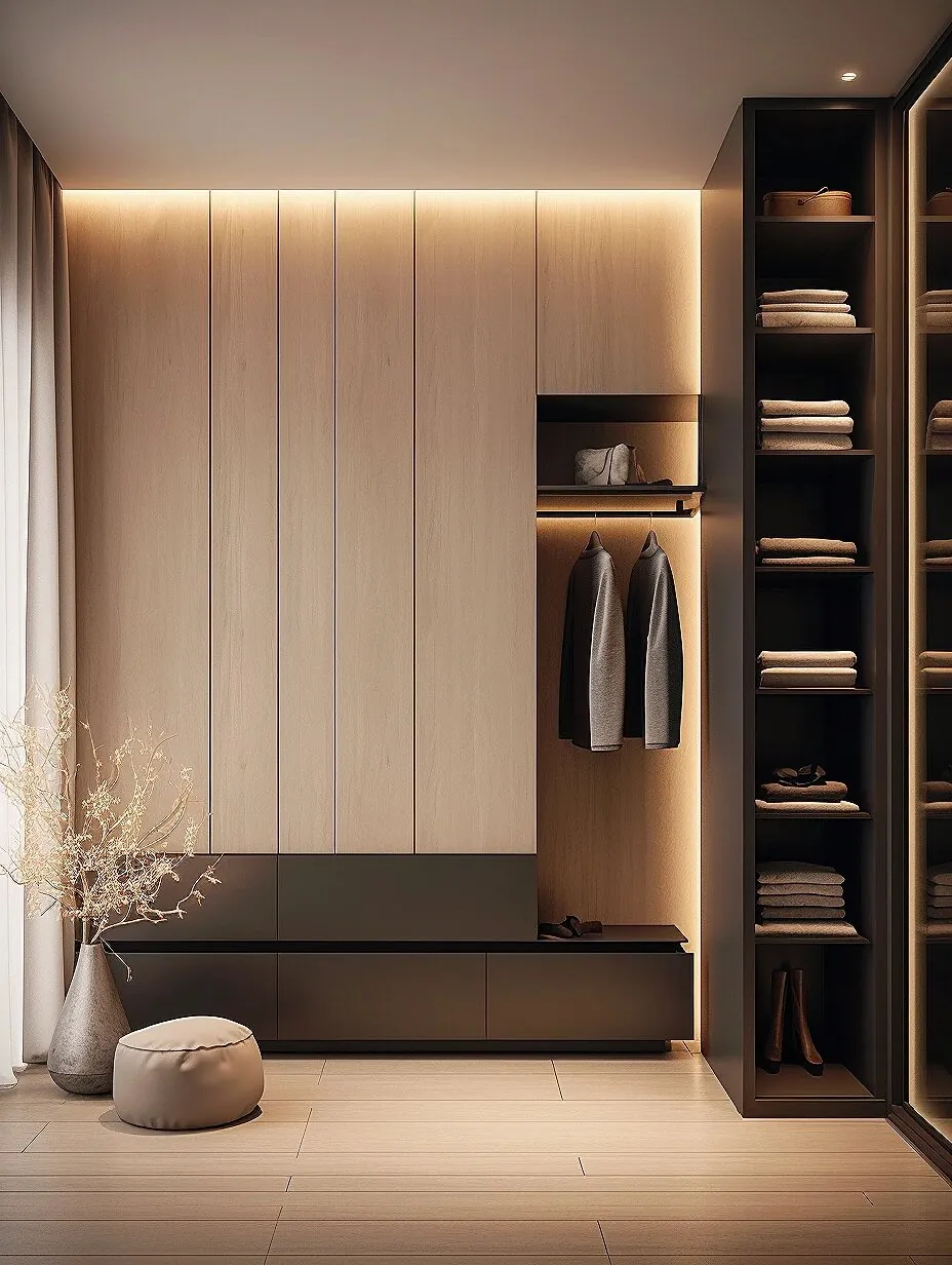 Warm Woodgrain Dressing Walk-in Closets - design view 2