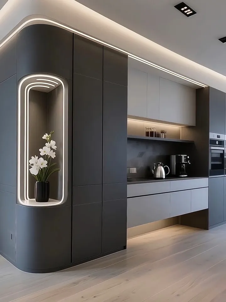 Dark Rounded Niche Display & Sideboard Cabinets - design view 2