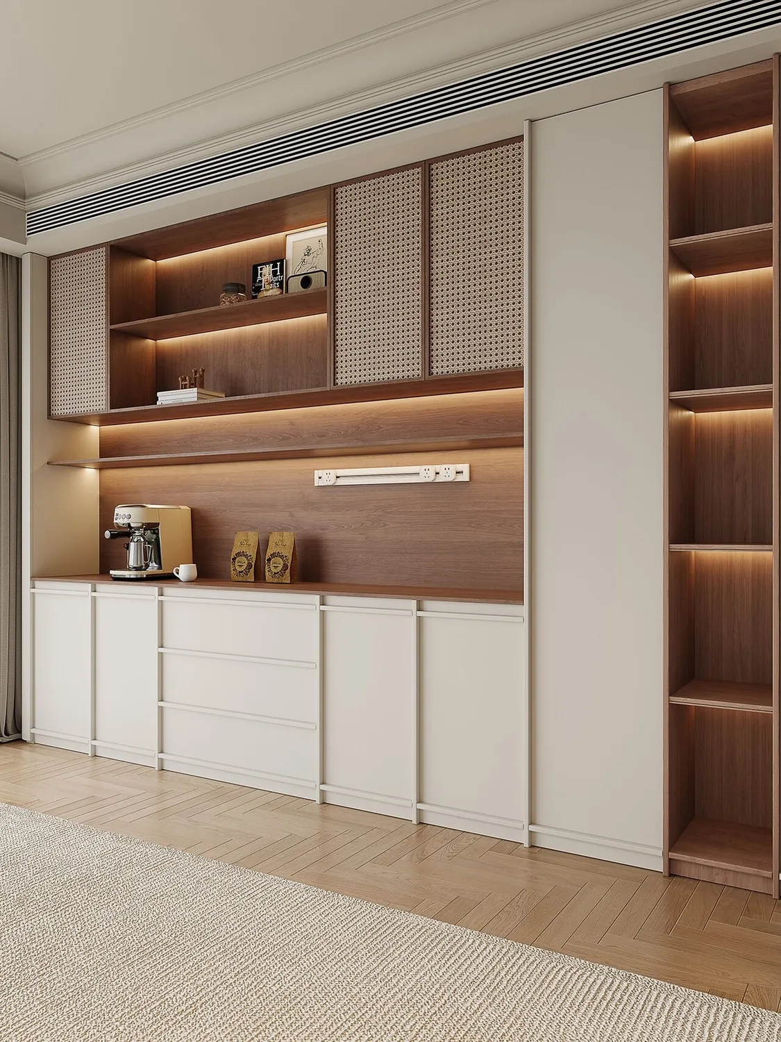 Warm Woodgrain Shelves Display & Sideboard Cabinets