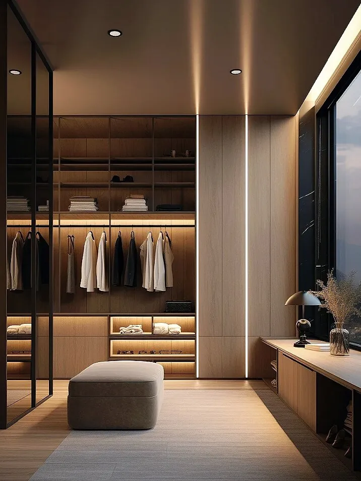 Dark Woodgrain Dressing Walk-in Closets