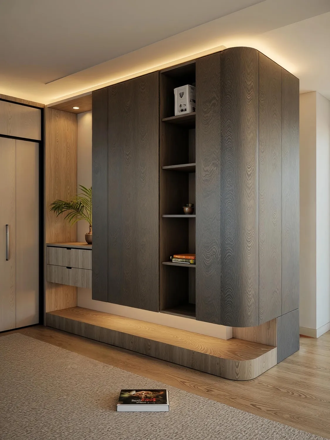 Warm Corner Display Shoe & Hallway Storage