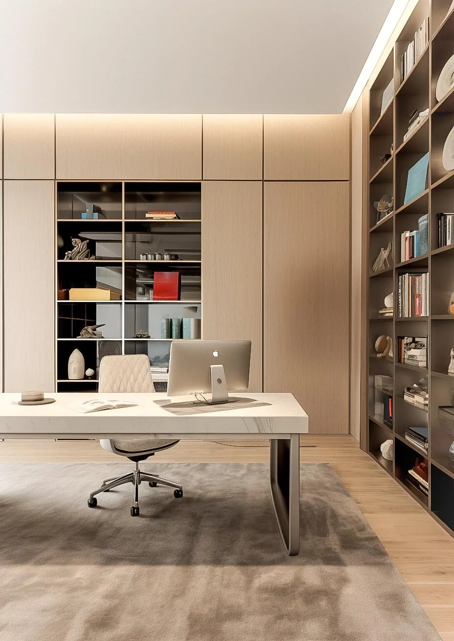 Natural Woodgrain Shelving Study & Bookcases - design view 2