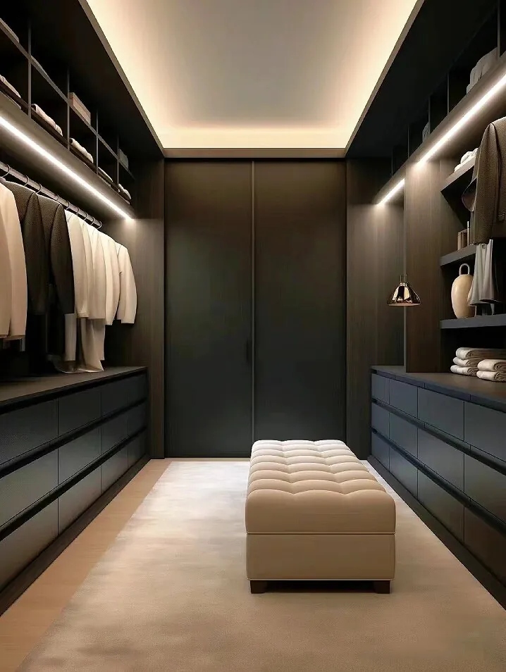 Dark Minimalist Dressing Walk-in Closets