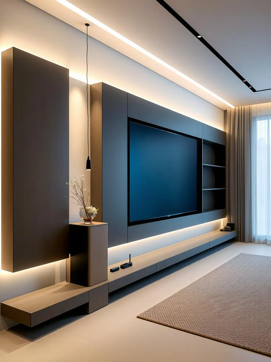 Illuminated Media Wall TV & Media Cabinets