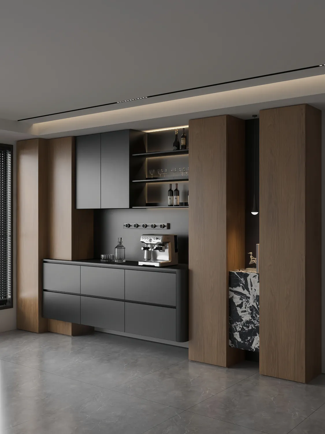 Graphite Wall Storage Display & Sideboard Cabinets