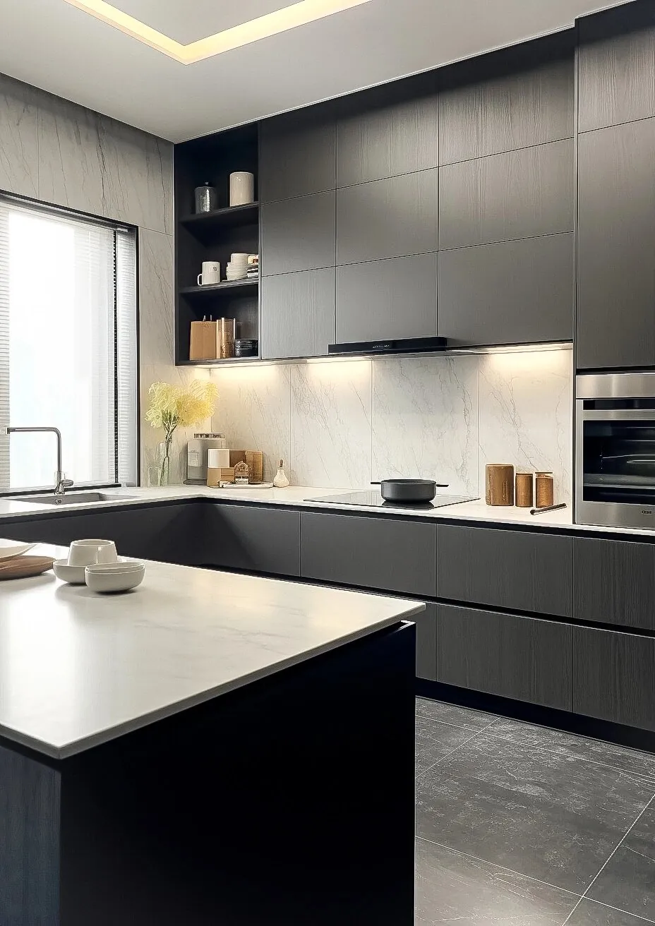 Graphite Minimalist Kitchen Cabinets