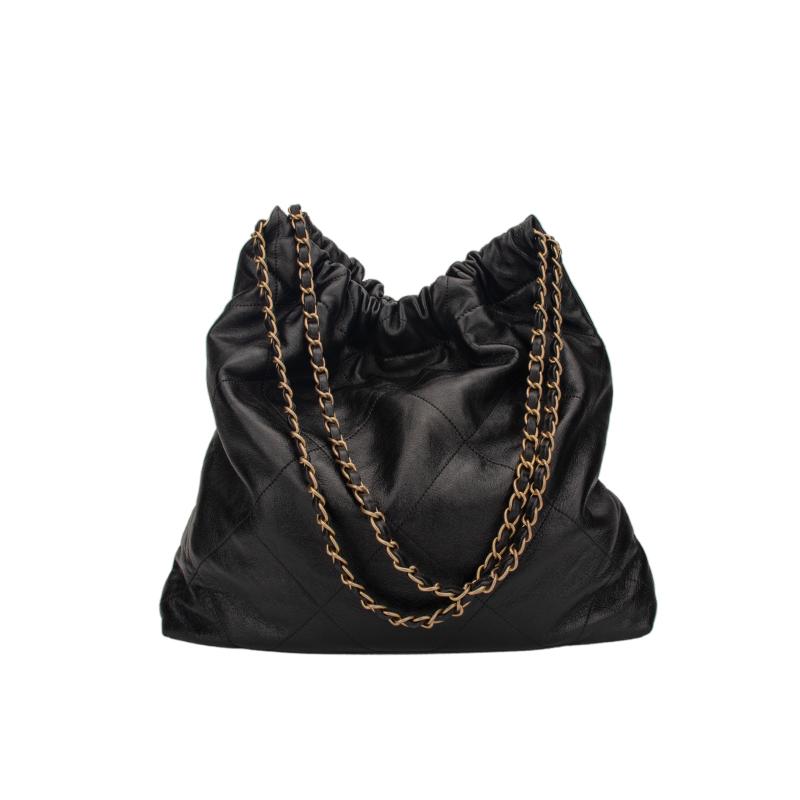 Genuine Leather Double Chain Shoulder Crossbody Bag LWDX00101
